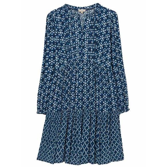 FAT FACE MAYE Indigo Blue SHIBORI PATCH Dress Sz 4 NWOT - Picture 2 of 11